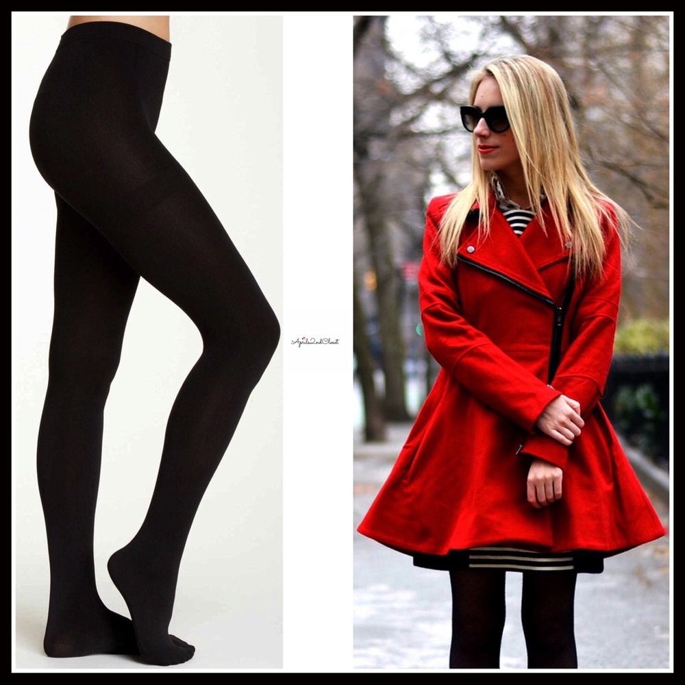 BLACK FLEECE LINED FOOTED TIGHTS - Picture 6 of 8